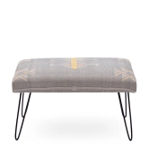 Mango Wood Bench In Cotton Grey Colour With Metal Legs-Grey