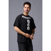 Go Devil 666 (in White) Printed Black Oversized T-Shirt for Men M