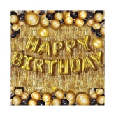 Narayans Decor Solid HAPPY BIRTHDAY GOLDEN SET OF 63 50 BLACK AND GOLDEN BALLOONS  HAPPY BIRTHDAY GOLDEN FOIL BALLOON Letter Balloon  (Gold, Black, Pack of 63)