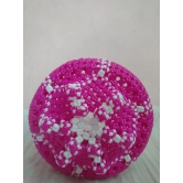 Handcrafted Pink and White Beaded Basket with Handle