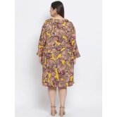 Oxolloxo Women Mustard Yellow & Brown Paisley Print Plus Size A-Line Dress