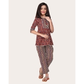 Girls Casual Kurta and Trouser Set-Maroon / 10 - 11 Years