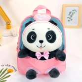 Cute Panda Theme Soft Plush Backpack for Kids-Light Pink