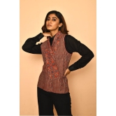 Red cotton Ajrakh natural dye shawl jacket for women