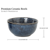 Reactive Handpainted Premium Ceramic 4 Small Dinner Bowl| Dessert Bowl, Soup Bowl, Salad Bowl | Stoneware | Microwave and Dishwasher Safe | Pack of 4 | Reactive Blue