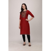 Berrylicious Red Cotton Silk Straight Kurti - Single - XL