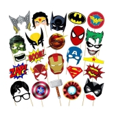 Zyozi 28 Pcs Super Heros photo booth props/Super Hero birthday theme decoration/Super Hero theme photo booth set/Batman photo props/Superhero Photo Booth Props/Superhero Party Supplies /Phot