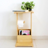 BARISH Home DECORS - Bathroom Organiser Floor Standing | Wooden Bathroom Organiser | Handcrafted with Rubberwood | Superior Finish & Unique Contemporary Design | 24 x 12 x 12 Inches