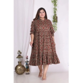 Swasti Cotton Blend Printed Anarkali Womens Kurti - Rust ( Pack of 1 ) - None