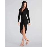 Addyvero Polyester Self Design Midi Womens Bodycon Dress - Black ( Pack of 1 ) - None