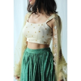 Beige And Green Floral Lehenga