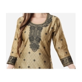 Meher Impex Art Silk Self Design Straight Womens Kurti - Gold ( Pack of 1 ) - None