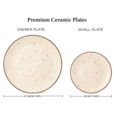 Reactive Handcrafted Premium Ceramic Dinner Set | 6 Dinner Plates, 6 Quarter Plates, and 6 Small Dinner Bowl | Stoneware | Microwave and Dishwasher Safe | Pack of 18 | Beige