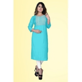 HAYA - Light Blue Rayon Women's Straight Kurti ( Pack of 1 ) - None