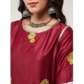 Pannkh Viscose Embroidered Straight Womens Kurti - Maroon ( Pack of 1 ) - None