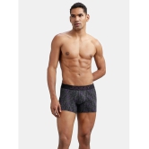 Jockey FP23 Men Super Combed Cotton Elastane Stretch Printed Trunk - Black & Plum - None