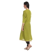 Karigari Green Cotton Princess cut Kurti - S