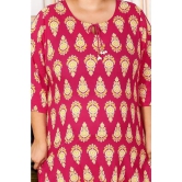 Swasti Cotton Printed Straight Womens Kurti - Pink ( Pack of 1 ) - None