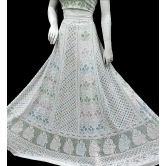 White | Semi-Stitched | Free Size | Lehenga Choli | Chikankari | Lucknowi | Hand Embroidery | Cotten | White