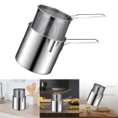 Deep Frying Pot With Basket Stainless Steel Fryer Pot With Long Handle Mini Deep Oil Fryer