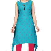 Aarika Turquoise Cotton Girls Kurti Legging Set ( Pack of 1 ) - None