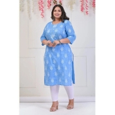 Swasti Cotton Printed Straight Womens Kurti - Blue ( Pack of 1 ) - None