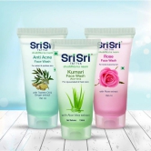 Face Wash Trio : Rose, Anti-acne, Aloevera Each150 ml