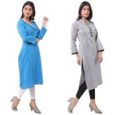 DESHBANDHU DBK - Multicolor Cotton Womens Straight Kurti ( Pack of 2 ) - None