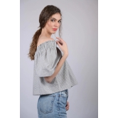 Womens Bardot  Print Square Neck Regular Top (OTL-TPS1013)-Grey / XL