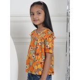 MINI & MING Girls Floral Printed Puff Sleeves Regular Top