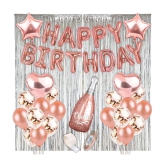 Party Propz Rose Gold Birthday Decorations Items 40Pcs Combo Set For Girls With Rose Gold Foil Balloon; Metallic Confetti Balloons; Silver Foil Curtain;Decorations Items Celebration/Balloon 