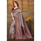 Om Shantam Sarees Kanjivaram Silk Woven Saree With Blouse Piece - Lavender ( Pack of 1 ) - Lavender