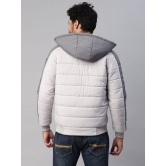 UrbanMark Men Regular Fit Men Quilted Hooded Jacket-Light Grey - None