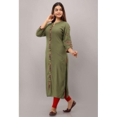 Preksha - Olive Rayon Women's Front Slit Kurti ( Pack of 1 ) - None