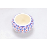 Khurja Pottery Indoor Pot Apple Red And Blue Colour Medium Size 4 Inches