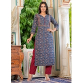 Vbuyz Cotton Printed Straight Womens Kurti - Blue ( Pack of 1 ) - None