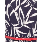 Oxolloxo Navy Blue & Off White Tropical Satin A-Line Dress