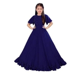 4jstar Girls A-Line Maxi Rayon Gown Dress (Blue