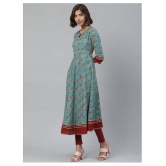 Yash Gallery - Blue Cotton Womens Flared Kurti - M