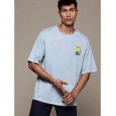 PPTHEFASHIONHUB Cotton Blend Regular Fit Printed Half Sleeves Mens T-Shirt - Sky Blue ( Pack of 1 ) - None