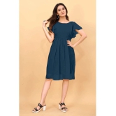 JASH CREATION Georgette Solid Knee Length Womens Fit & Flare Dress - Blue ( Pack of 1 ) - None