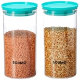  2-Piece Glass Food Storage Jar with Airtight Lid for Kitchen Pantry Organization and Storage - 1500ml Each