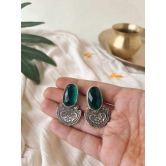 Vasudha oxidised silver earring with green onyx