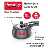 Prestige Nakshatra Cute Duo Svachh Hard Anodised Spillage Control Pressure Cooker, 3 L (Black)