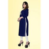 haya fashion - Navy Rayon Women's Straight Kurti ( Pack of 1 ) - None