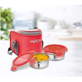 Milton Cube 2 Lunch Box, 300 ml, Set of 2, Blue / Red (Stainless Steel)