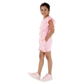 Kids Cave Dungaree jumpsuits for girls above Knee Length Fabric Polycrepe(Color_Pink, Size_3 Years to 12 Years) - None