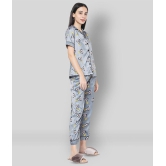 Smarty Pants - Grey Melange Satin Womens Nightwear Nightsuit Sets ( Pack of 1 ) - S