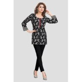 Meher Impex Cotton Printed A-line Womens Kurti - Black ( Pack of 1 ) - None