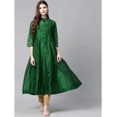 Juniper Chanderi Embellished Flared Womens Kurti - Green ( Pack of 1 ) - None